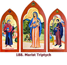 Marist Triptych with Our Lady and Sts. Theodore Ratisbonne and Marcellin Champagnat